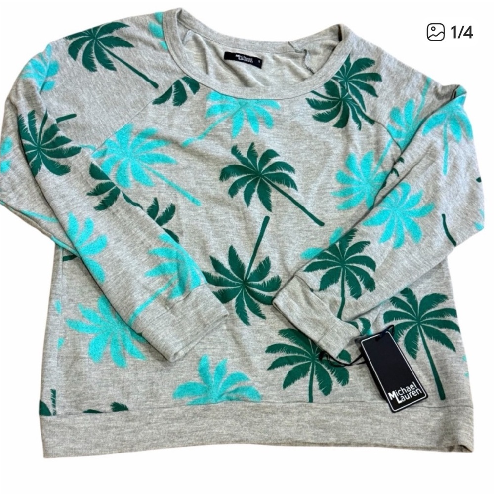 Michael Lauren Gray and Green Palm Sweater